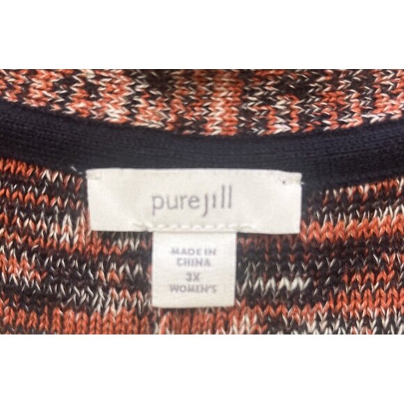 J Jill Pure Jill Womens 2XLSpace Dyed Marled Campari VNeck Sweater Multicolored - Picture 4 of 9